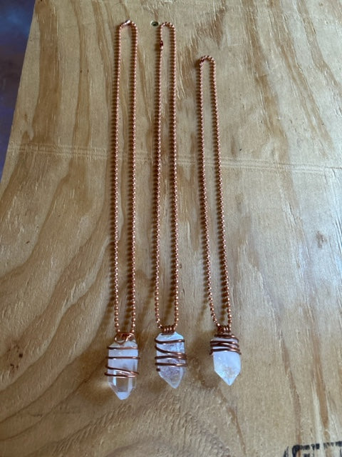 Quartz n Copper and Gem Necklace
