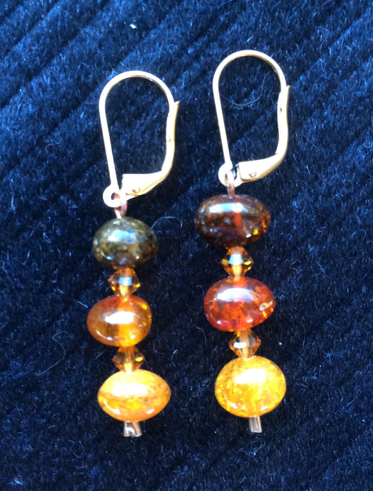 Gemstone and Crystal Carmel Amber Earrings