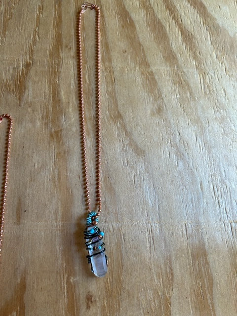 Quarz n Copper and Beaded Gem Necklace